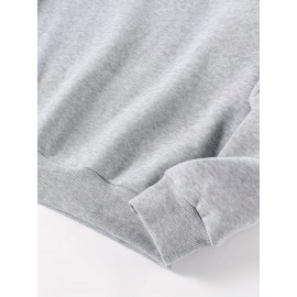 1pc Women's Casual Crew Neck Sweatshirt, Cozy Women's Snowman & Snowflake Print Long Sleeve Pullover for Autumn/ Winter, Grey Sweatshirt