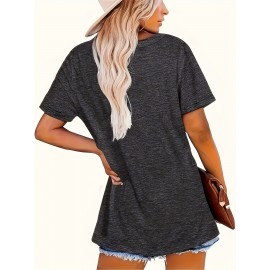 Women's Easter Graphic T-Shirt - Farmhouse Chicken Egg Dealer Design Crew Neck Tee - Dark Grey Casual Top - Machine Washable Everyday & Easter Party Shirt for Women, Holiday Celebration, Seasonal Fashion, Geometric Pattern, Breathable Fabric, Comfortable Material, Printed Blouse, Holiday Shoppers