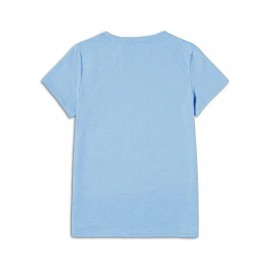 Women's Turquoise Blue Short Sleeve T-Shirt - Soft Pure Round Neck Top with Chicken Print (Hens & Bow Tie Design) - Casual & Party Wear for Spring Summer Fall - Comfortable Colors Everyday Blouse
