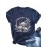 Women's Vintage 70s Retro Boho T-Shirt - Oversized Short Sleeve Round Neck Top with Mushroom & 'VINTAGE SOUL' Print, Navy Blue & Beige Casual Loose Fit Blouse for Spring Summer Outfits (Machine Washable)