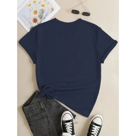 Fashion Creative Pattern Printed Women'S T-Shirt, Suitable for Spring And Summer Casual Women Short-Sleeved T-Shirt, Comfortable Fashion Elegant Women'S Round Neck Loose Women'S Blouse 100%