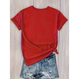 Fashion Creative Pattern Printed Women'S T-Shirt, Suitable for Spring And Summer Casual Women Short-Sleeved T-Shirt, Comfortable Fashion Elegant Women'S Round Neck Loose Women'S Blouse 100%